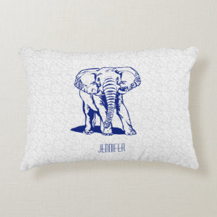Monogrammierte Niedliche Navy Blue Elephant Line Z Dekokissen