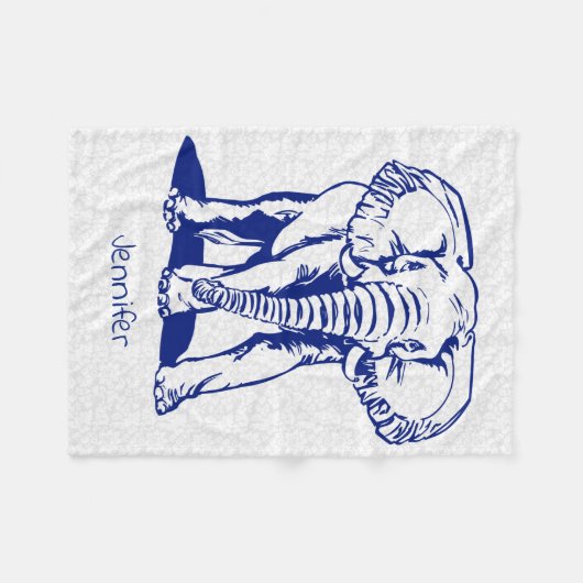 Monogrammierte Niedliche Navy Blue Elephant Line Z Fleecedecke (Vorderseite (Horizontal))