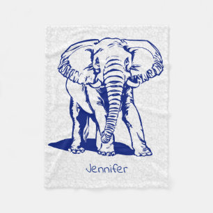 Monogrammierte Niedliche Navy Blue Elephant Line Z Fleecedecke