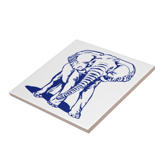 Monogrammierte Niedliche Navy Blue Elephant Line Z Fliese (Seite)