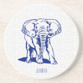 Monogrammierte Niedliche Navy Blue Elephant Line Z Sandstein Untersetzer (Vorne)