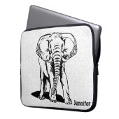 Monogrammierte Niedliche Schwarze Elefantenlinie Z Laptopschutzhülle (Vorderseite Links)
