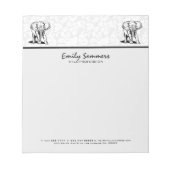 Monogrammierte Niedliche Schwarze Elefantenlinie Z Notizblock (Vorderseite)