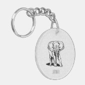 Monogrammierte Niedliche Schwarze Elefantenlinie Z Schlüsselanhänger (Vorderseite links)