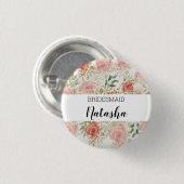 Monogrammierte Orange Blush Rosen Aquarell Button (Vorne & Hinten)