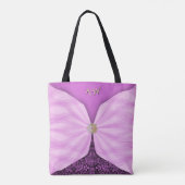 Monogrammierte Orchideen-Rosa-Juwel-Textil-Illusio Tasche (Rückseite)