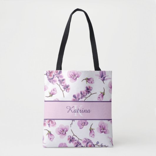 Monogrammierte Orchideen-Tasche Tasche (Vorderseite)