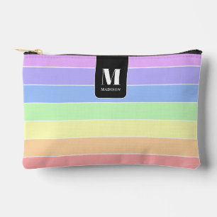 Monogrammierte Pastell-Regenbogenfarbige Streifen Zubehörtasche