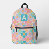 Monogrammierte Pastellblumen Bedruckter Rucksack (Vorderseite)