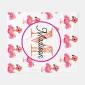 Monogrammierte personalisierte Flamingo-Fleece-Dec Fleecedecke (Vorderseite (Horizontal))