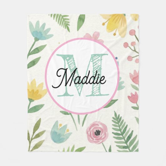 Monogrammierte personalisierte Fleece-Decke florl Fleecedecke (Vorderseite)