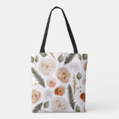 Monogrammierte Pfirsich-Wasserfarben-Blumentasche Tasche (Rückseite)