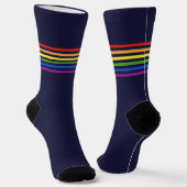 Monogrammierte Regenbogenstreifen Navy Blau Socken (Gewinkelt)