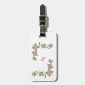 Monogrammierte rosa Blumen-Gepäckanhänger Gepäckanhänger (Vorderseite vertikal)