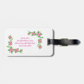 Monogrammierte rosa Blumen-Gepäckanhänger Gepäckanhänger (Rückseite horizontal)