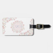 Monogrammierte rosa Blumen und Spitzen-Blumenmuste Gepäckanhänger (Vorderseite horizontal)