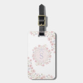 Monogrammierte rosa Blumen und Spitzen-Blumenmuste Gepäckanhänger (Vorderseite vertikal)