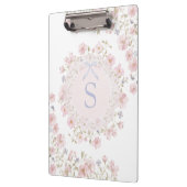 Monogrammierte rosa Blumen und Spitzen-Blumenmuste Klemmbrett (Links)