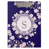 Monogrammierte rosa Blumen und Spitzen-Blumenmuste Klemmbrett (Vorderseite)