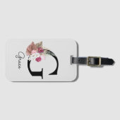 Monogrammierte rosa Blumeninitiale G Gepäckanhänger (Vorderseite (Horizontal))