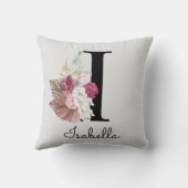 Monogrammierte rosa Boho-Blumeninitiale I Kissen (Rückseite)