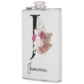 Monogrammierte rosa Boho-Blumeninitiale J Flachmann (Links)