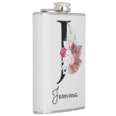 Monogrammierte rosa Boho-Blumeninitiale J Flachmann (Rechts)