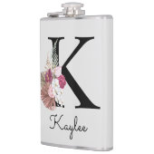 Monogrammierte rosa Boho-Blumeninitiale K Flachmann (Links)