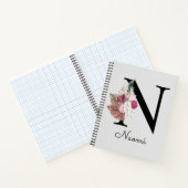 Monogrammierte rosa Boho-Blumeninitiale N Notizblock (Innenseite)