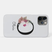 Monogrammierte rosa Boho-Blumeninitiale O Case-Mate iPhone Hülle (Rückseite (Horizontal))