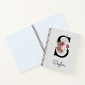 Monogrammierte rosa Boho-Blumeninitiale S Notizblock (Innenseite)