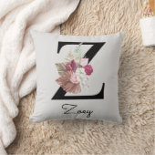 Monogrammierte rosa Boho-Blumeninitiale Z Kissen (Decke)
