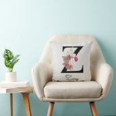 Monogrammierte rosa Boho-Blumeninitiale Z Kissen (Stuhl )