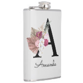 Monogrammierte rosa florale Initiale A Flachmann (Rechts)