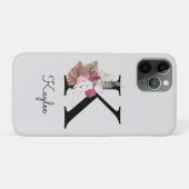Monogrammierte rosa florale Initiale K Case-Mate iPhone Hülle (Rückseite (Horizontal))