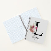 Monogrammierte rosa florale Initiale L Notizblock (Innenseite)