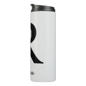 Monogrammierte rosa florale Initiale R Thermosbecher (Nach rechts gedreht)