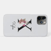 Monogrammierte rosa florale Initiale X Case-Mate iPhone Hülle (Rückseite (Horizontal))