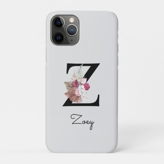 Monogrammierte rosa florale Initiale Z Case-Mate iPhone Hülle (Rückseite)