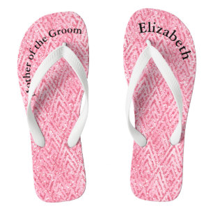 Monogrammierte rosa Glitter-Mutter der Braut Bräut Badesandalen