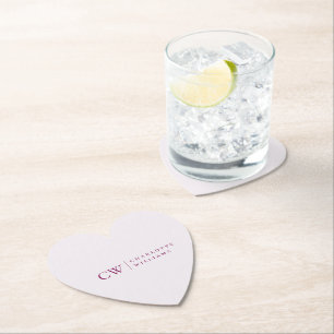 Monogrammierte rosa Herz-Papieruntersetzer Untersetzer