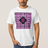 Monogrammierte rosa Karos T-Shirt (Vorderseite)