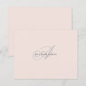 Monogrammierte Rosa und Grau Flachkarte Dankeskarte (Vorne/Hinten)