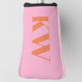 Monogrammierte Rosa und Orange Fette Initialen Maß Golf Headcover (Rotieren 90)