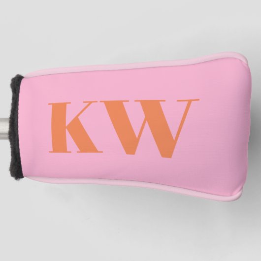 Monogrammierte rosa und orangefarbene fetten Anfan Golf Headcover (Vorderseite)