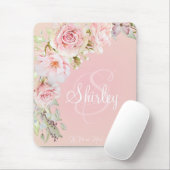 Monogrammierte Rosen "La Vie en Rose" Mousepad (Mit Mouse)