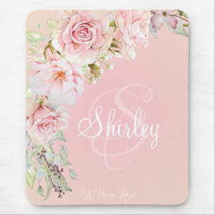 Monogrammierte Rosen "La Vie en Rose" Mousepad