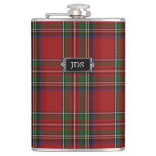 Monogrammierte Royal Stewart Tartan Kariert Flask Flachmann