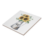 Monogrammierte rustikale Herbst-Sonnenblumen-Vase Fliese (Seite)