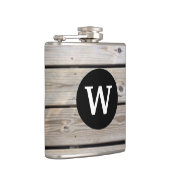 Monogrammierte rustikale Holzplanken-Flasche Flachmann (Rechts)